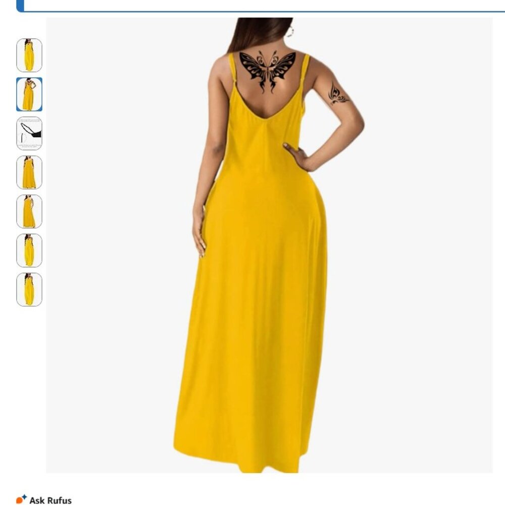 Women's Summer Maxi Dress Long Dress Casual Boho Sleeveless Strap Smocked Tiered - Picture 2 of 2